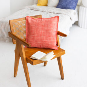 LINEN CUSHION COVER - CORAL MIST 