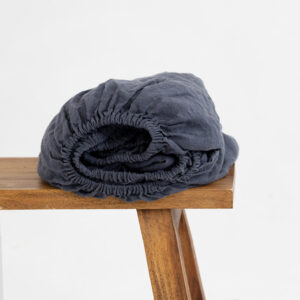 Linen fitted sheet - Midnight blue