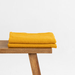 Linen waffle bathtowel (set of 2) Mustard