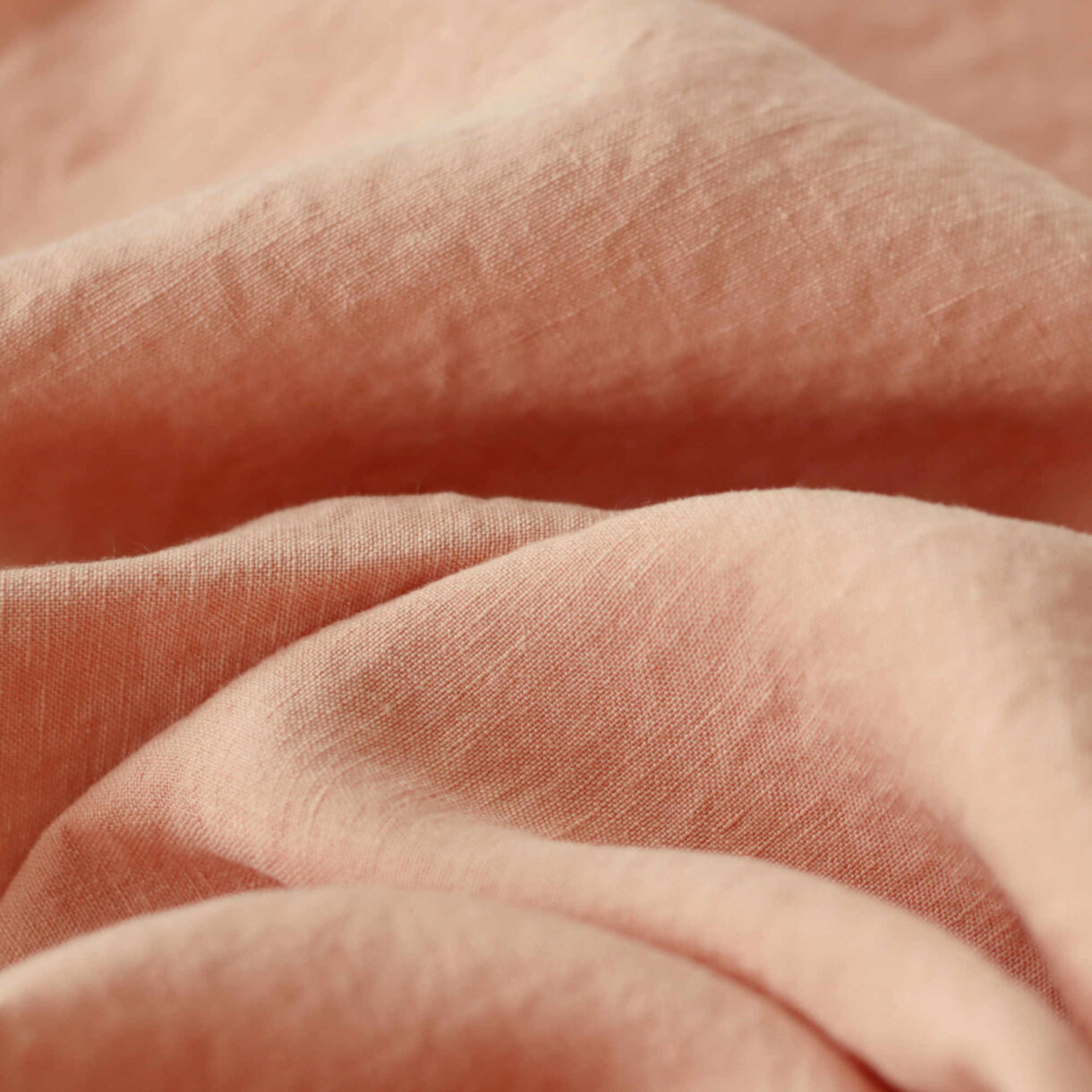 Soft Peach wide linen fabric, 160gsm lightweight pastel textile with breathable drape