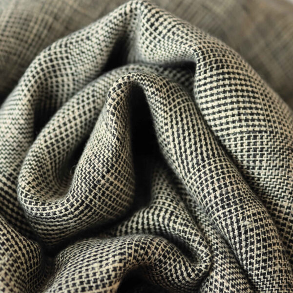 160gsm Prince of Wales check linen fabric, lightweight and breathable for clothing and décor
