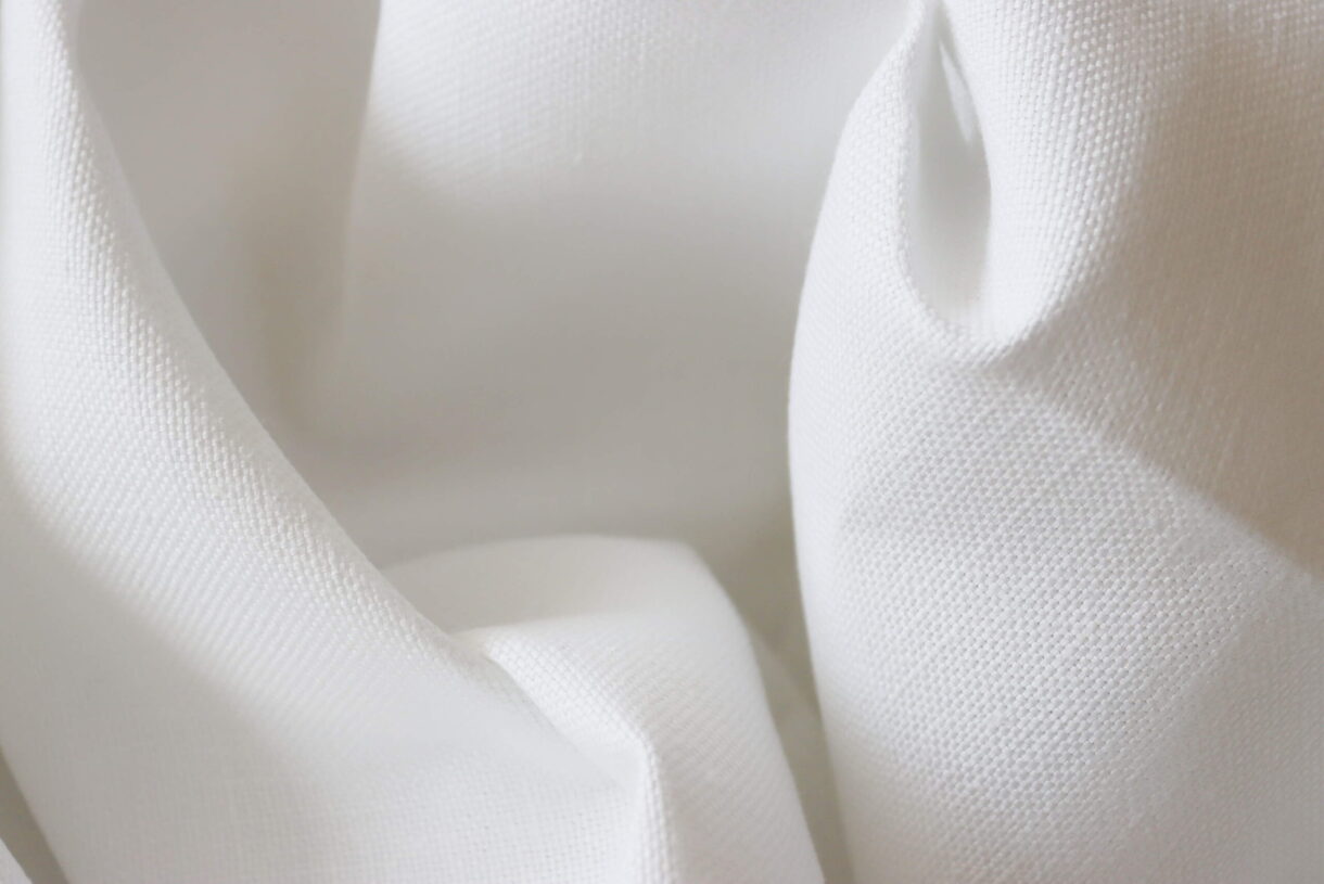 Optic White Panama Linen – Heavyweight Elegant Weave Optic white Panama linen fabric, heavyweight textured weave for upholstery and tailored garments