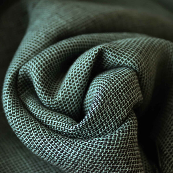 Seafoam micro-check linen fabric, 160gsm lightweight and breathable natural textile