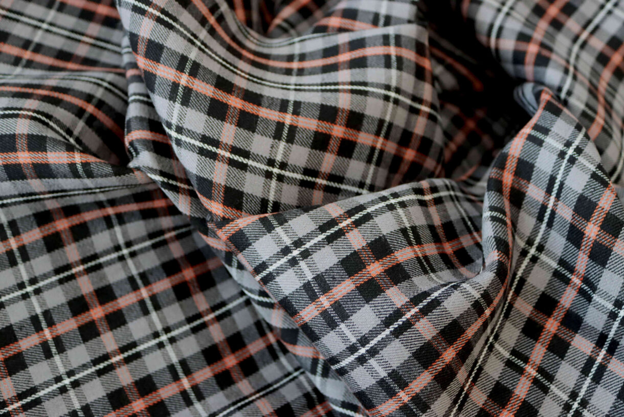 Linen Bamboo Twill – Lightweight Check Weave Fabric Linen bamboo twill check fabric, lightweight natural blend with subtle pattern and soft drape
