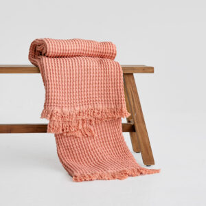 Linen and cotton blend plaid - Soft peach