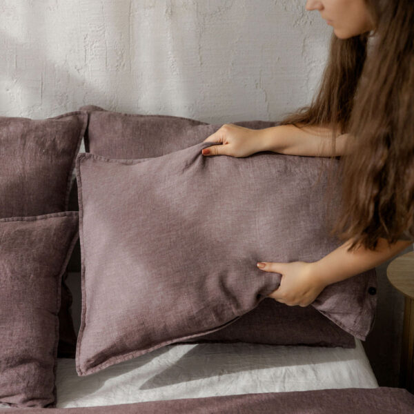 Linen pillowcase-Cocoa-pale-pink