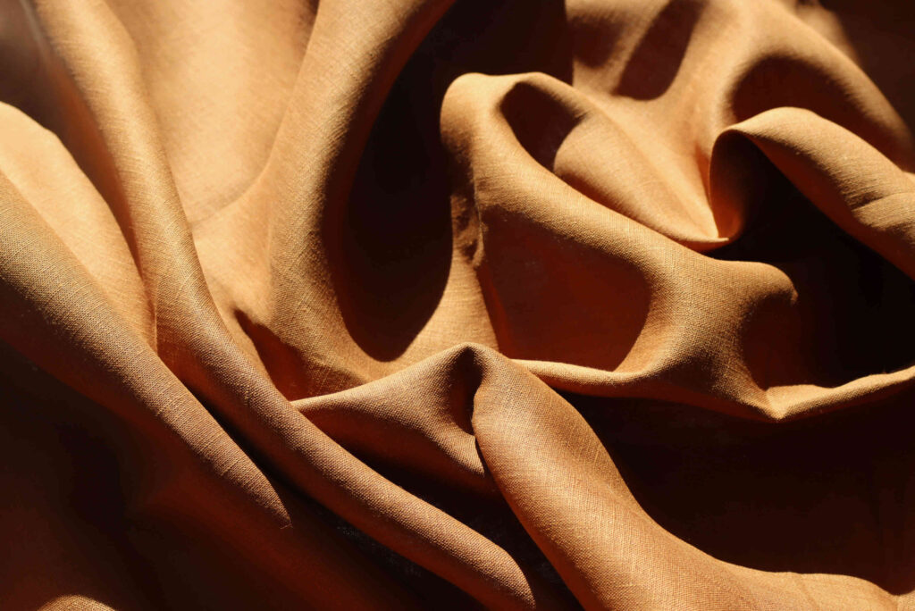 Linen Fabric in Caramel Cafe color 250gsm - LinenCult