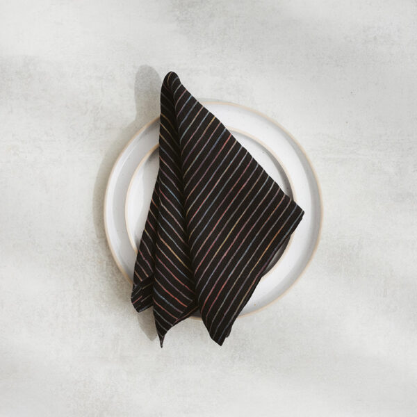 Set of two 100% linen napkins, neatly folded on a neutral table surface.