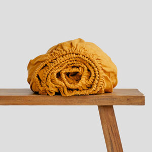Linen fitted sheet - Mustard